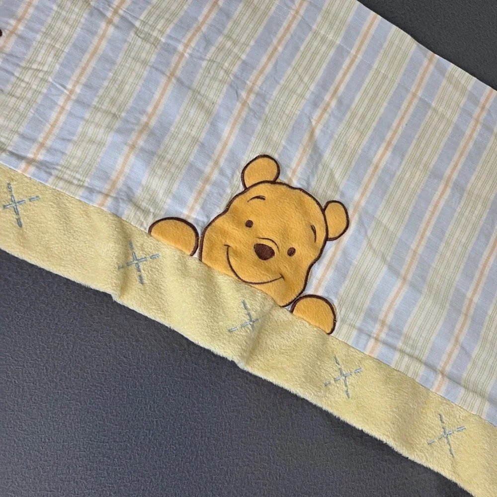 Disney Winnie the Pooh Tigger Piglet Striped Window Valance Yellow Blue 56x15